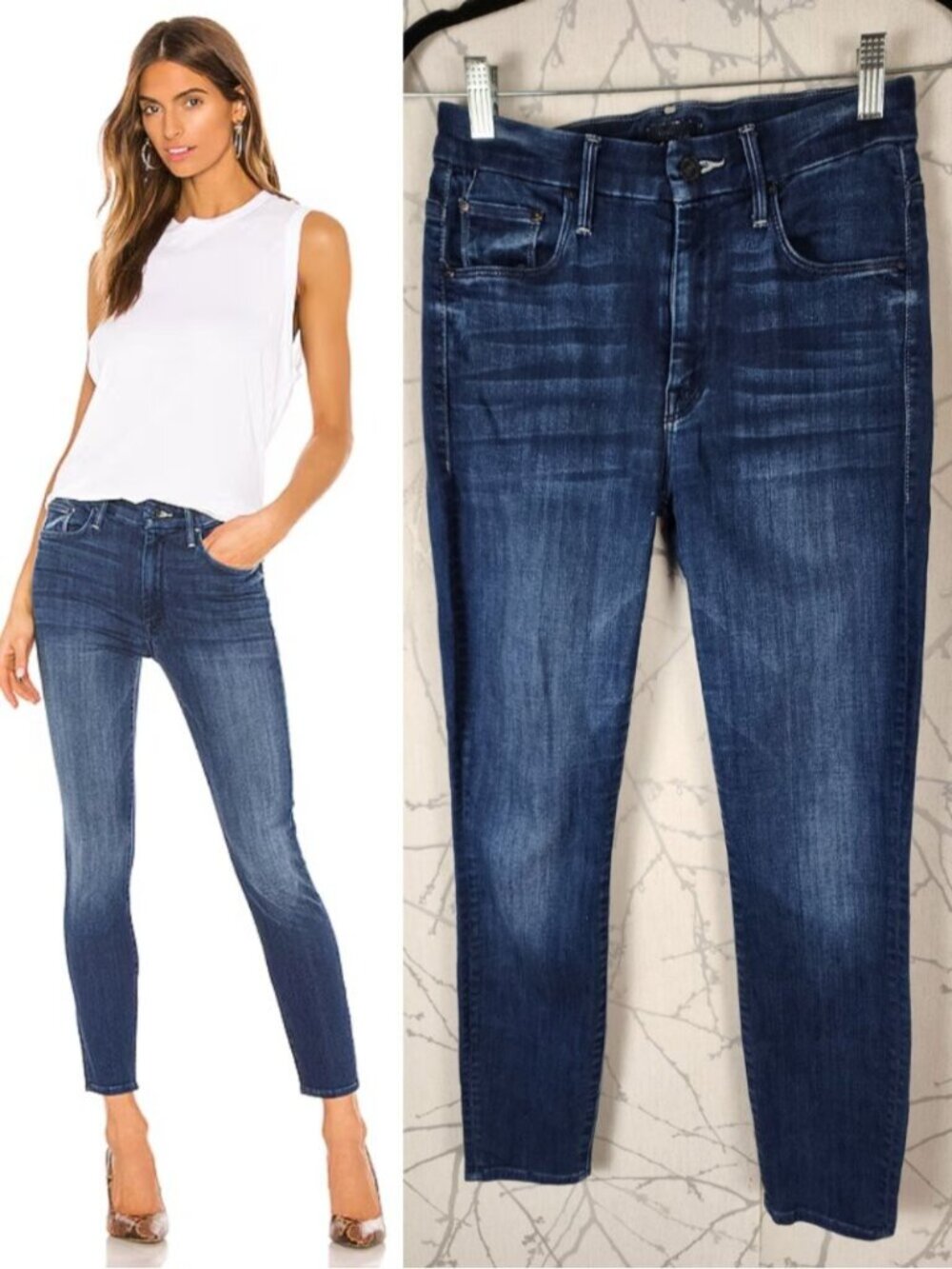 Mother Stretch Denim High Waisted Looker Ankle Jeans